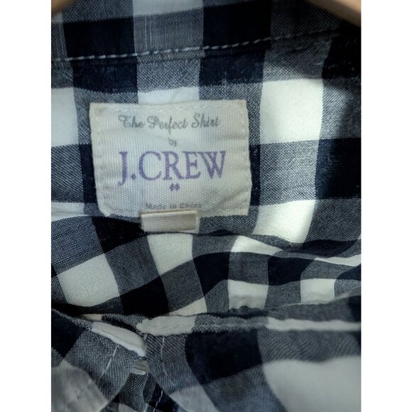 J. Crew Womens Blue White Gingham Plaid Check Button Up Shirt Size XS - Picture 5 of 6